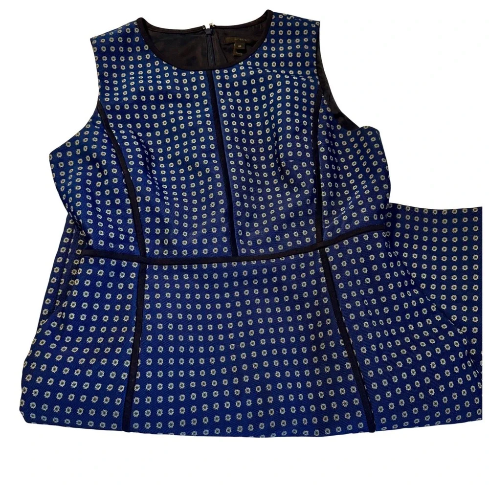 J.Crew Navy Jacquard‎ Brocade Grosgrain Structured Preppy Sheath Dress